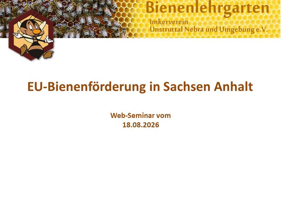Web-Seminar „EU-Bienenförderung in Sachsen-Anhalt“ am 18.08.2026